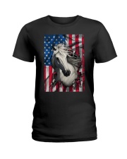 American Flag Horse Ladies T-Shirt thumbnail