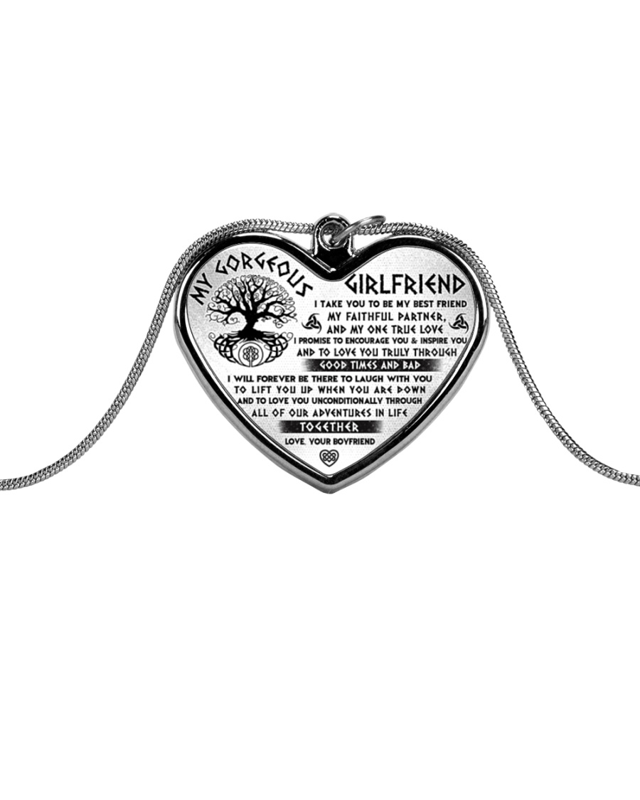 Faithful Partner True Love Girlfriend Viking Metallic Heart Necklace