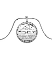 Elephant Mommy Loves You Daughter Mom Metallic Circle Necklace front