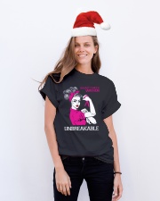 Breast Cancer Warrior Unbreakable Classic T-Shirt lifestyle-holiday-crewneck-front-1