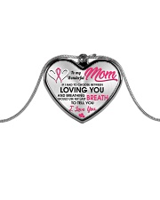 Breast Cancer Last Breath To Love You Metallic Heart Necklace front