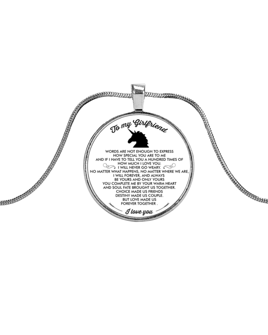 Unicorn Love Make Us Forever Together Metallic Circle Necklace