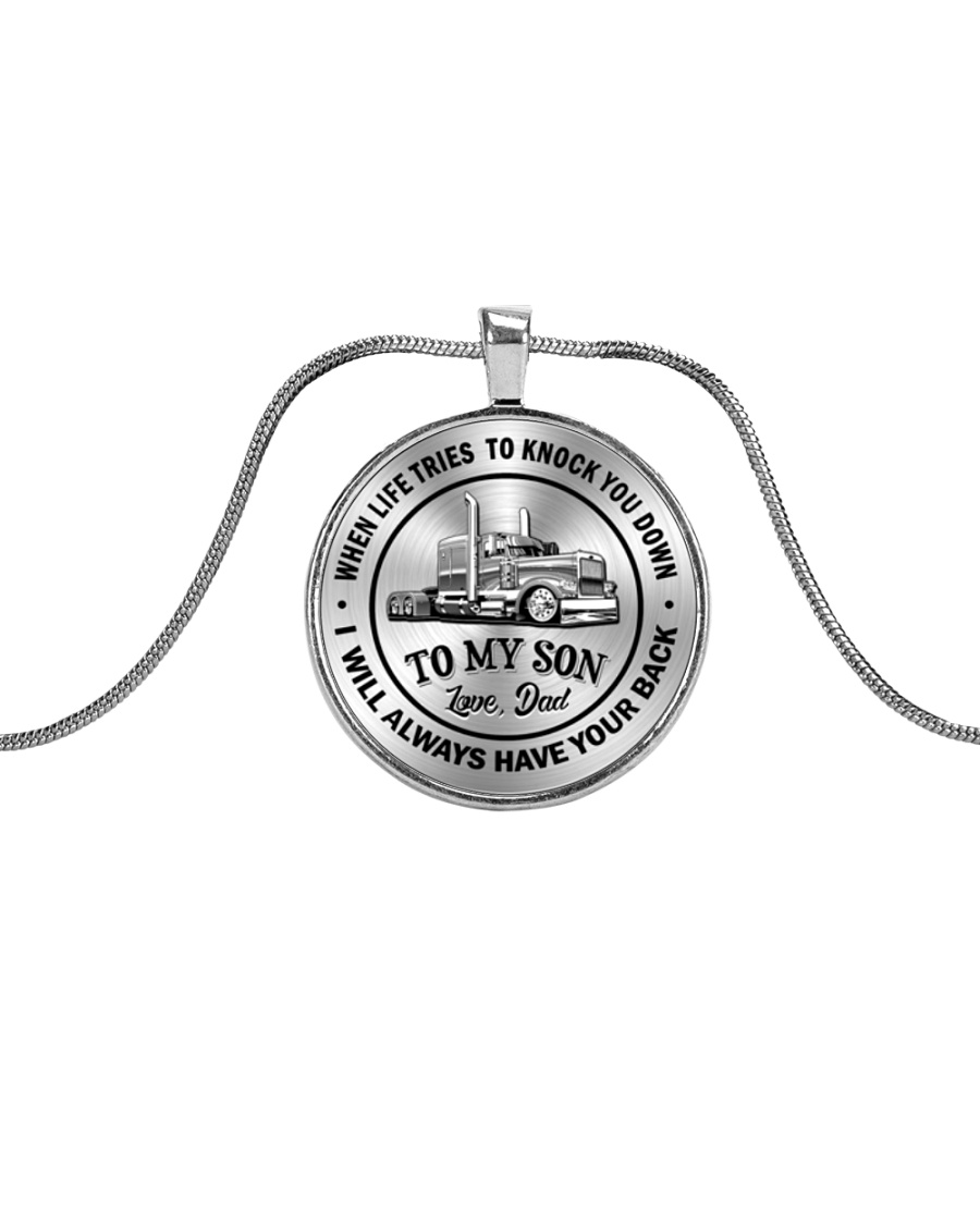 To My Son Trucker Necklace Metallic Circle Necklace