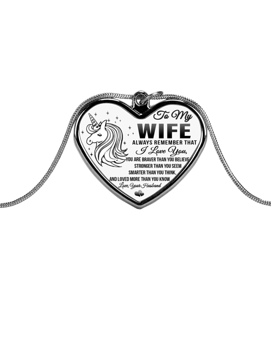 Unicorn I Love You Wife Metallic Heart Necklace