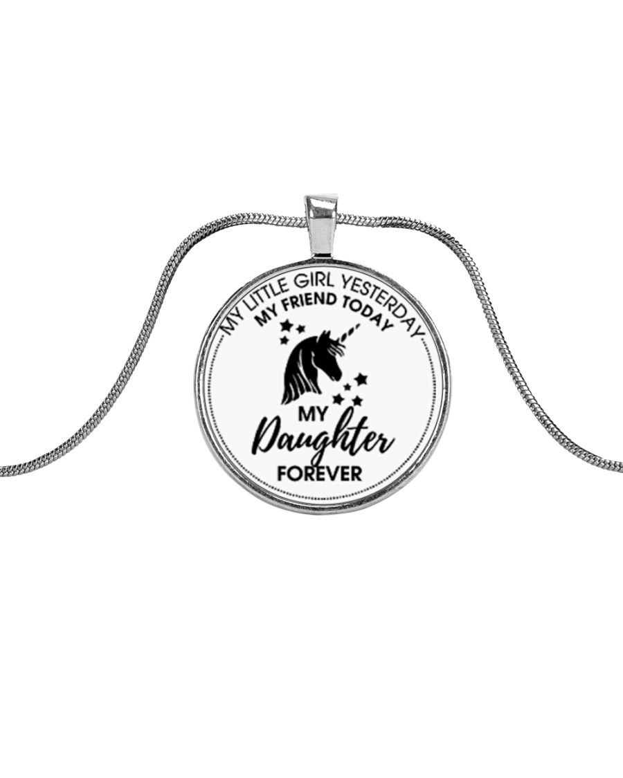 Unicorn My Little Girl My Daughter Forever Metallic Circle Necklace
