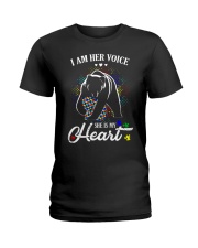 Autism Bear Her Voice My Heart Ladies T-Shirt thumbnail