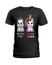 Unicorn Before After Yoga Ladies T-Shirt thumbnail