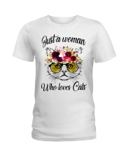 Just A Woman Who Loves Cats Shirt Ladies T-Shirt thumbnail
