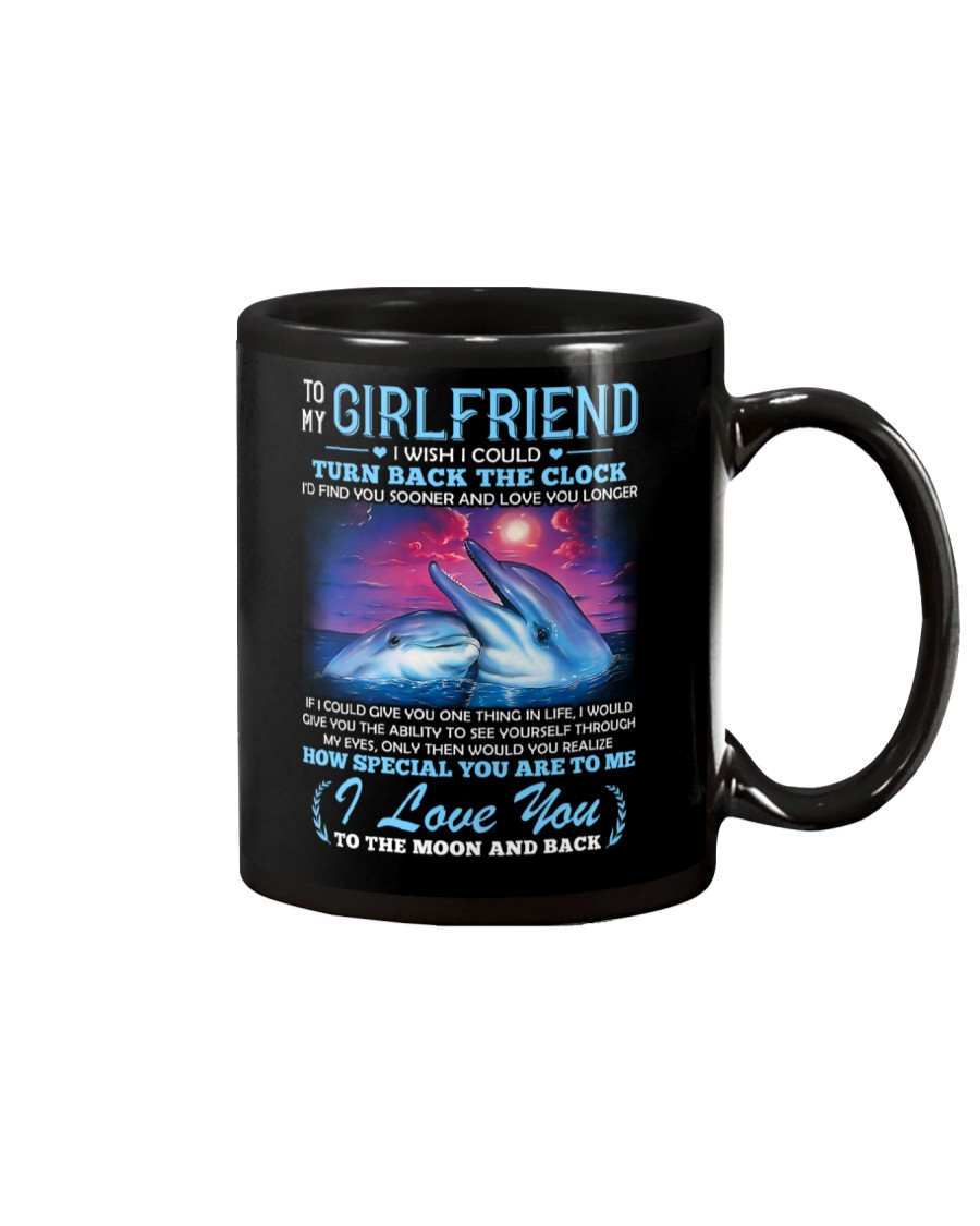 Dolphin Girlfriend Clock Ability Moon Mug
