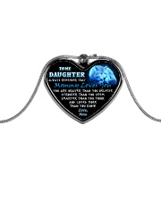 Wolf Mommy Loves You Daughter Mom Metallic Heart Necklace front