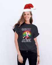 Unicorn God Designed Me Classic T-Shirt lifestyle-holiday-crewneck-front-1