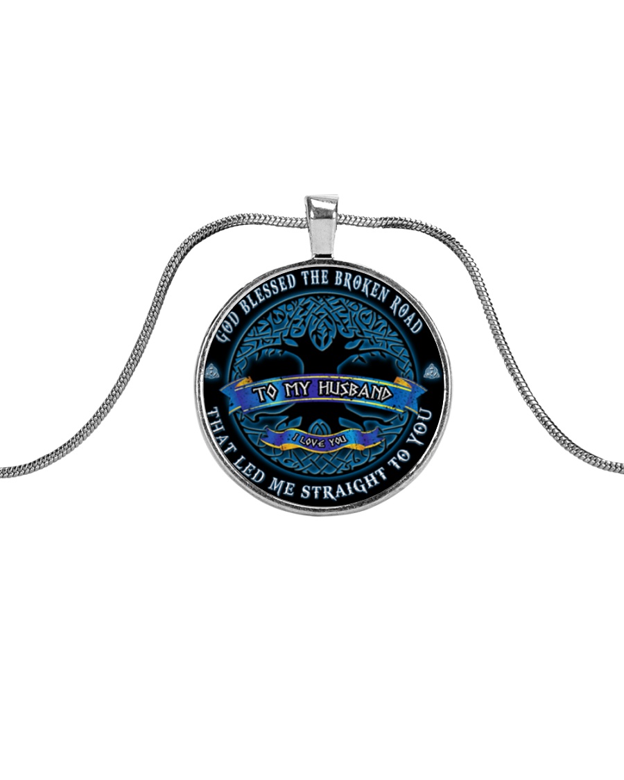 My Husband God Blessed I Love You Viking Metallic Circle Necklace