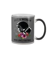 Just a woman who loves football shirt Color Changing Mug thumbnail