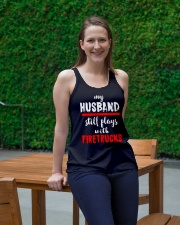 Firefighter My Husband Still Plays With The Trucks Ladies Flowy Tank lifestyle-bellaflowy-tank-front-1