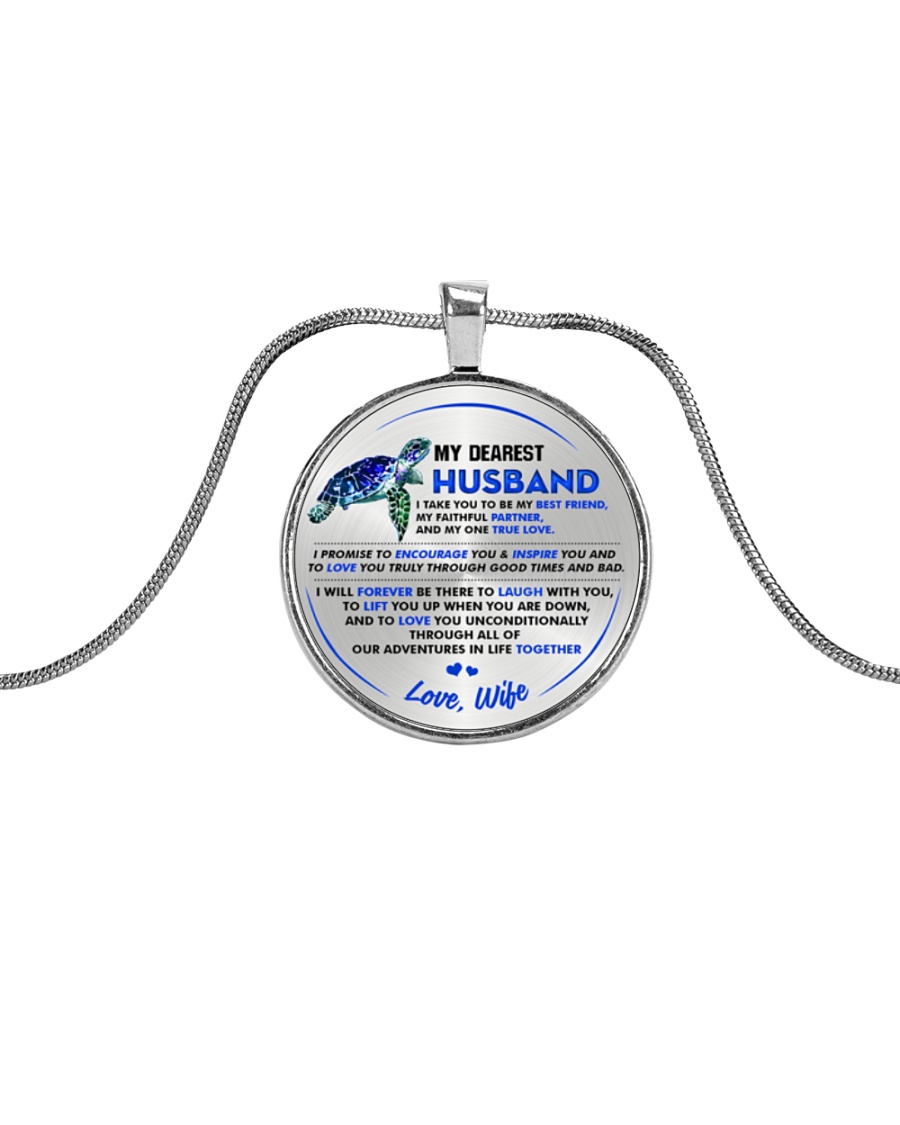 Faithful Partner True Love Husband Turtle Metallic Circle Necklace