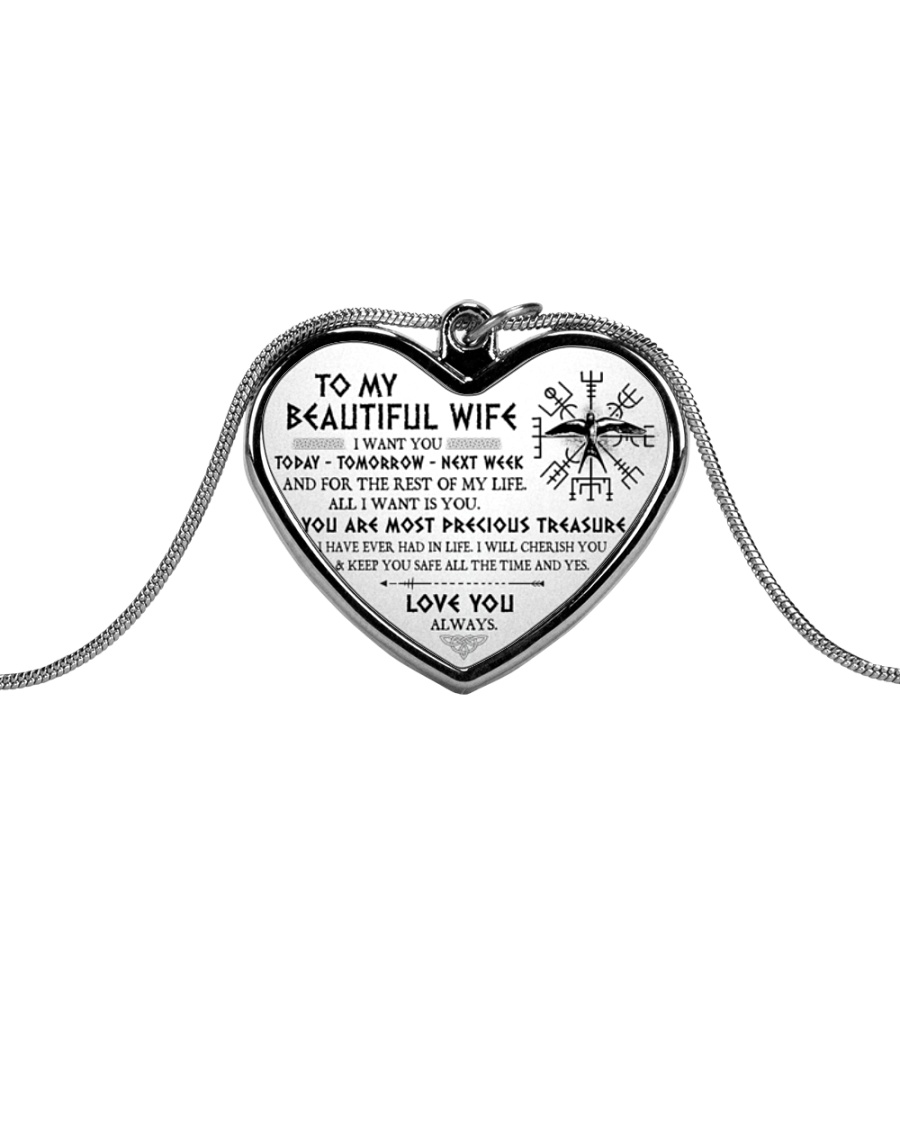 Viking Wife Love You Always Metallic Heart Necklace
