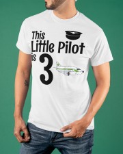 This Little Pilot Is 3 Shirt 3rd Birthday Pilot T-Shirt Gifts For Airplane Lovers Classic T-Shirt apparel-classic-tshirt-lifestyle-front-88
