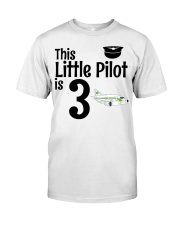 This Little Pilot Is 3 Shirt 3rd Birthday Pilot T-Shirt Gifts For Airplane Lovers Classic T-Shirt front