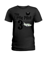 This Little Pilot Is 3 Shirt 3rd Birthday Pilot T-Shirt Gifts For Airplane Lovers Ladies T-Shirt tile