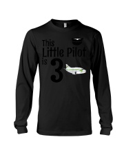 This Little Pilot Is 3 Shirt 3rd Birthday Pilot T-Shirt Gifts For Airplane Lovers Long Sleeve Tee tile