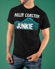 Roller Coaster Junkie Thrillseeker Amusement Theme Park Shirt Design Themed Gifts Classic T-Shirt apparel-classic-tshirt-lifestyle-front-88