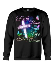 Butterfly Faith Hope Love Believe Dream Cross Shirt Christian Apparel Gifts For Women Crewneck Sweatshirt tile
