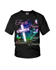 Butterfly Faith Hope Love Believe Dream Cross Shirt Christian Apparel Gifts For Women Youth T-Shirt tile