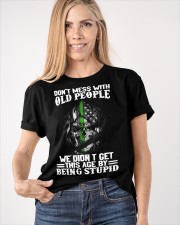 Skull Thin Green Line Don't Mess With Old People T-Shirt Mens Cool Sayings Shirt Gifts Classic T-Shirt apparel-classic-tshirt-lifestyle-front-100