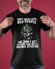 Skull Thin Green Line Don't Mess With Old People T-Shirt Mens Cool Sayings Shirt Gifts Classic T-Shirt apparel-classic-tshirt-lifestyle-front-181