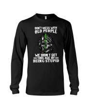 Skull Thin Green Line Don't Mess With Old People T-Shirt Mens Cool Sayings Shirt Gifts Long Sleeve Tee tile