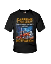 Caffeine Loud Music And Swear Words Are My Motivation Trucker Shirt Trucker Driver Clothes Youth T-Shirt tile