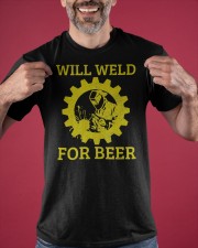 Will Weld For Beer Shirt Funny Welding T-Shirt Best Gifts For Beer Lovers Classic T-Shirt apparel-classic-tshirt-lifestyle-front-181