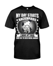 my day starts backwards - unicorn T-shirt Classic T-Shirt front