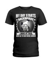 my day starts backwards - unicorn T-shirt Ladies T-Shirt thumbnail