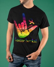 Cancer Sucks Whatever Color Shirt Sign Language Graphic T-Shirt Gift For Men Women Classic T-Shirt apparel-classic-tshirt-lifestyle-front-88