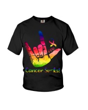 Cancer Sucks Whatever Color Shirt Sign Language Graphic T-Shirt Gift For Men Women Youth T-Shirt tile