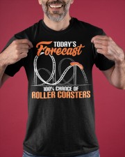 Today's Forecast 100 Chance Of Roller Coasters Shirt Theme Park Holiday Family Gift Ideas Classic T-Shirt apparel-classic-tshirt-lifestyle-front-181