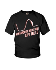 My favorite hills are lifts This Rollercoaster Shirt Funny Sayings Roller Coaster Fan Gifts Youth T-Shirt tile