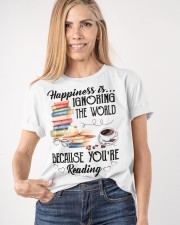 Happiness Is Ignoring The World Because You're Reading Shirt Christmas Gifts For Book Lovers Classic T-Shirt apparel-classic-tshirt-lifestyle-front-100