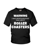 Warning May Talk About Roller Coasters Shirt Funny Sayings Rollercoaster T-Shirt Youth T-Shirt tile