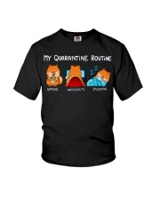 My Quarantine Routine Pomeranian4 Youth T-Shirt thumbnail