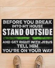 Thin green line before you break into my house Doormat 22.5" x 15" aos-doormat-22-5x15-lifestyle-front-02