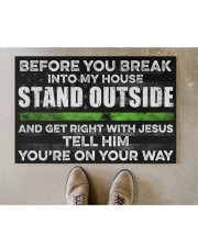 Thin green line before you break into my house Doormat 22.5" x 15" aos-doormat-22-5x15-lifestyle-front-04
