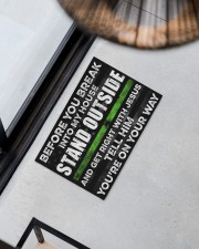 Thin green line before you break into my house Doormat 22.5" x 15" aos-doormat-22-5x15-lifestyle-front-08