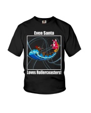 Even Santa Loves Rollercoasters Shirt Funny Park Roller Coasters T-Shirt Xmas Gifts For Him Youth T-Shirt tile