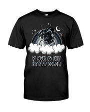 Black Is My Happy Color pug Classic T-Shirt front