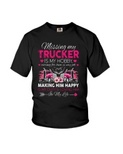 Missing My Trucker Is My Hobby Caring For Him Is My Job Shirt Truck Driving Wife T-Shirt Gift Youth T-Shirt tile
