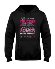Missing My Trucker Is My Hobby Caring For Him Is My Job Shirt Truck Driving Wife T-Shirt Gift Hooded Sweatshirt tile