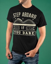 Step Aboard If You Dare T-Shirt Funny Clothing For Roller Coaster Enthusiast Gifts Classic T-Shirt apparel-classic-tshirt-lifestyle-front-88