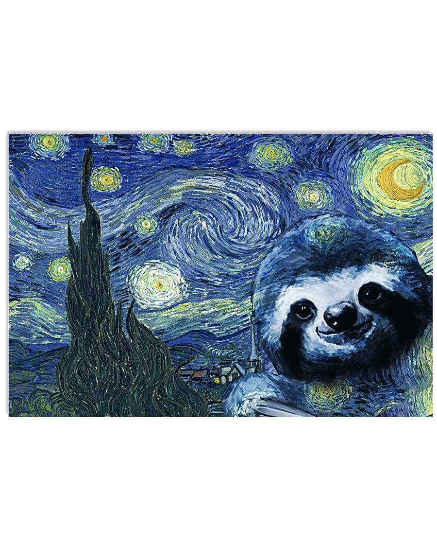sloth starry night 17x11 Poster